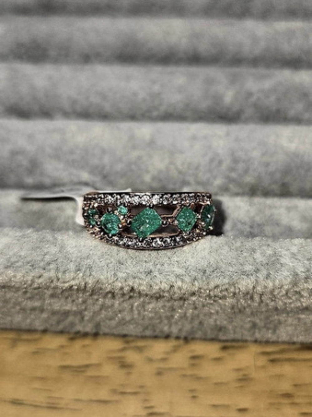 New Size 5 The Lainey Ring Teal Ice Crystal Rose Gold Plated Bomb Party Ring